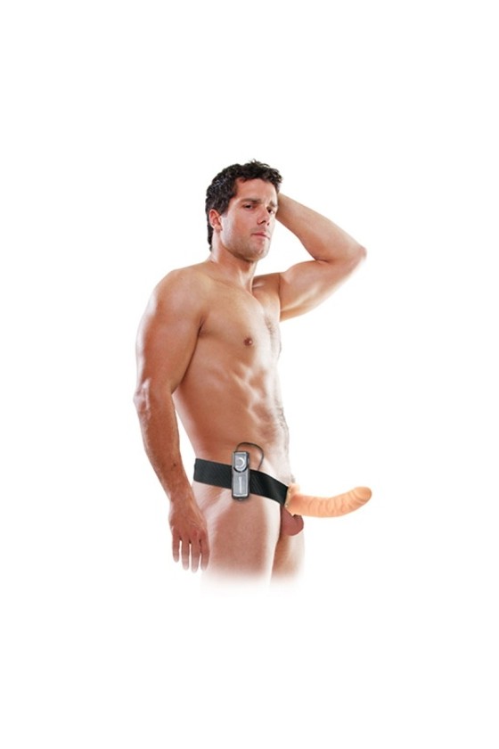 STRAP-ON OCO COM VIBRAÇÃO 8'' VIBRATING HOLLOW FETISH FANTASY SERIES BRANCO