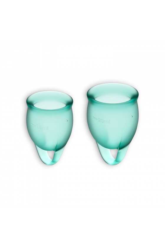 CONJUNTO DE 2 COPOS MENSTRUAIS FEEL CONFIDENT SATISFYER VERDE ESCURO