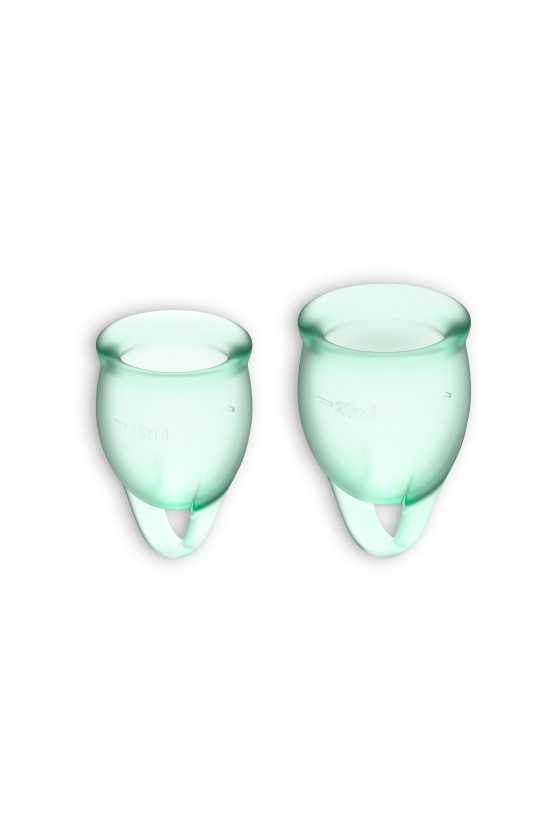 CONJUNTO DE 2 COPOS MENSTRUAIS FEEL CONFIDENT SATISFYER VERDE CLARO