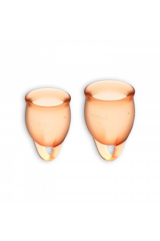 CONJUNTO DE 2 COPOS MENSTRUAIS FEEL CONFIDENT SATISFYER LARANJA