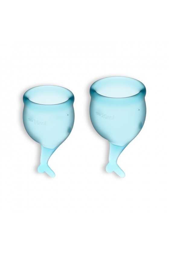 CONJUNTO DE 2 COPOS MENSTRUAIS FEEL SECURE SATISFYER AZUL CLARO