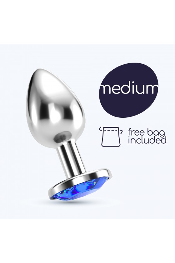PLUG ANAL JOIA BIJOU AZUL MÉDIO CRUSHIOUS COM BOLSA AVELUDADA GRÁTIS