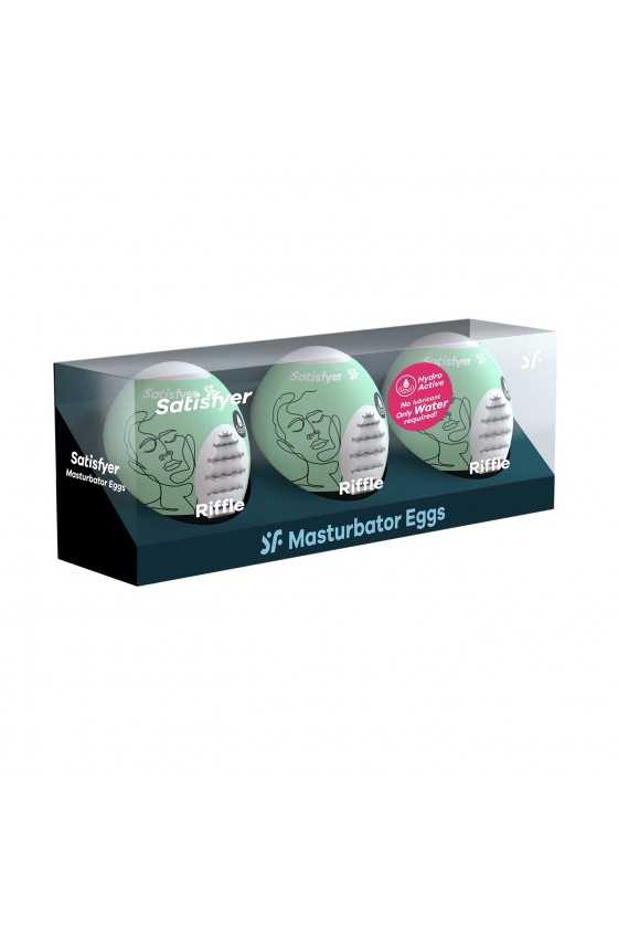 PACK DE 3 MASTURBADOR MASTURBATOR EGG RIFFLE SATISFYER