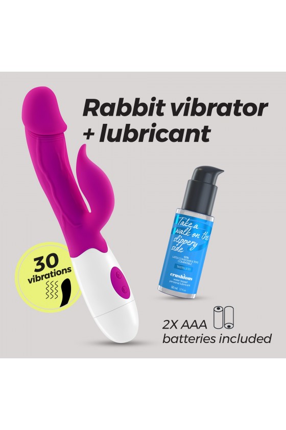 VIBRADOR COM ESTIMULADOR DE CLITÓRIS MOCHI ROXO E LUBRIFICANTE À BASE DE ÁGUA INCLUÍDO CRUSHIOUS