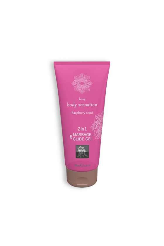 GEL DE MASSAGEM E LUBRIFICANTE 2EM1 COM SABOR A FRAMBOESA SHIATSU™ 200ML