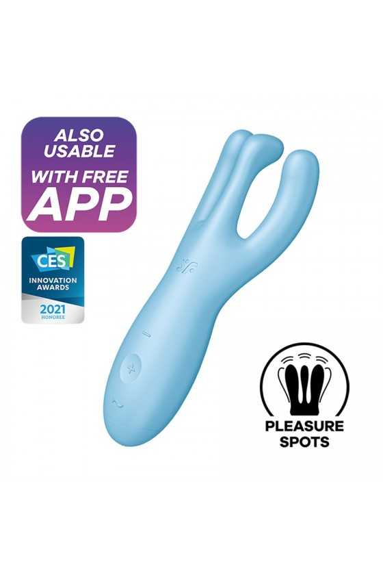 VIBRADOR THREESOME 4 COM APP SATISFYER AZUL