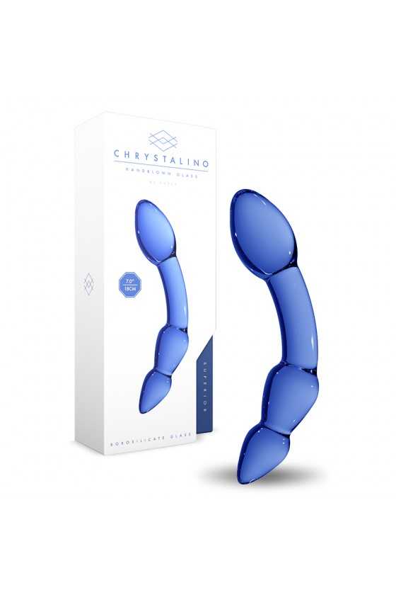 DILDO EM VIDRO SUPERIOR CHRYSTALINO AZUL