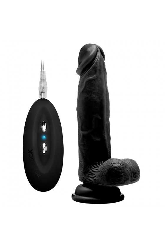 VIBRADOR REALÍSTICO COM TESTÍCULOS REALROCK 8” PRETO