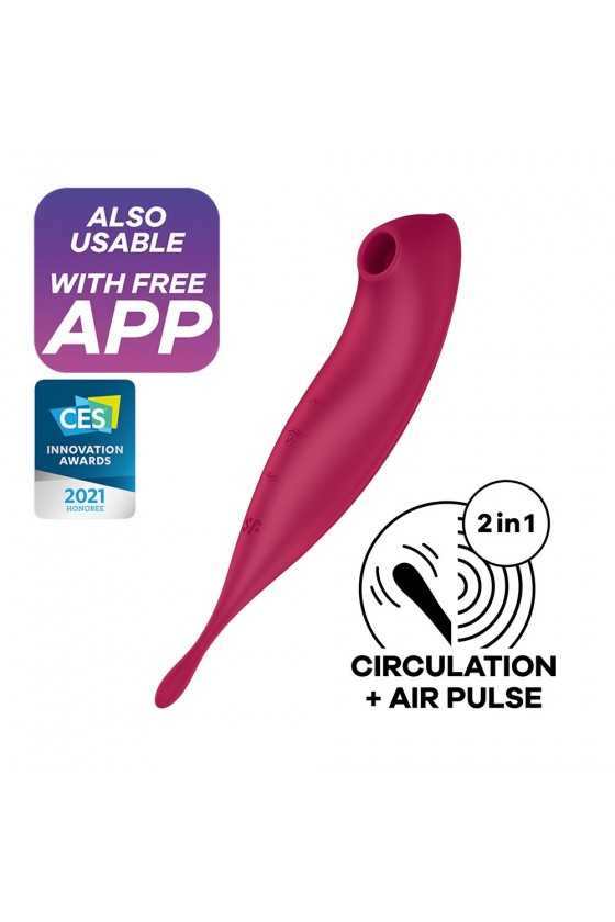 VIBRADOR TWIRLING PRO SATISFYER COM APLICAÇÃO CONNECT VERMELHO