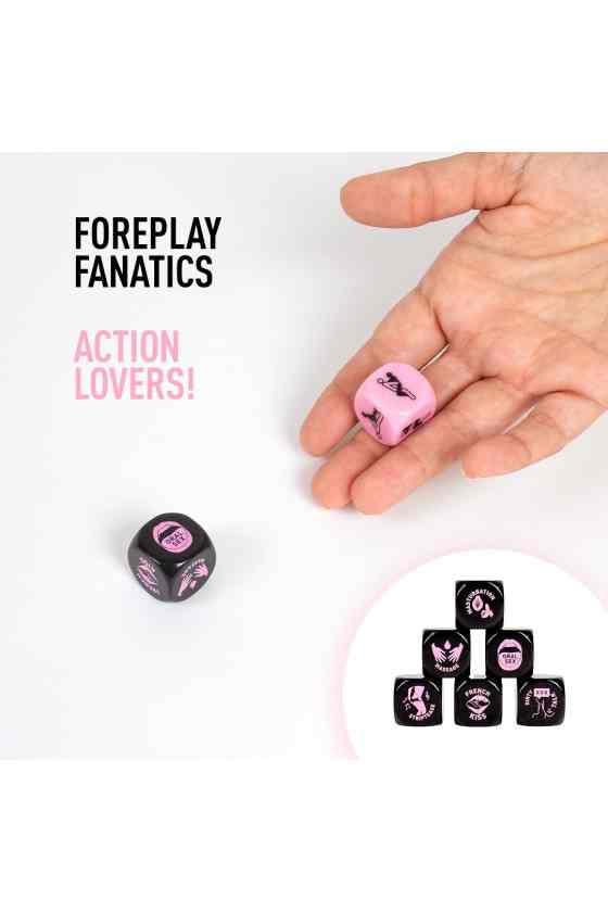 CONJUNTO 2 DADOS FOREPLAY FANATICS! DICE LOVERS! SECRET PLAY