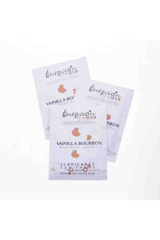 20 MONODOSES DE LUBRIFICANTE COM SABOR A BOURBON DE BAUNILHA 5ML TENTACIÓN PLAY SEX