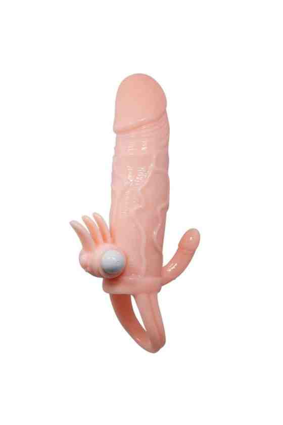 BAILE - BRAVE MAN CAPA DE PÊNIS COM ESTIMULAÇÃO DE CLITÓRIS E ANAL CARNE 16,5 CM